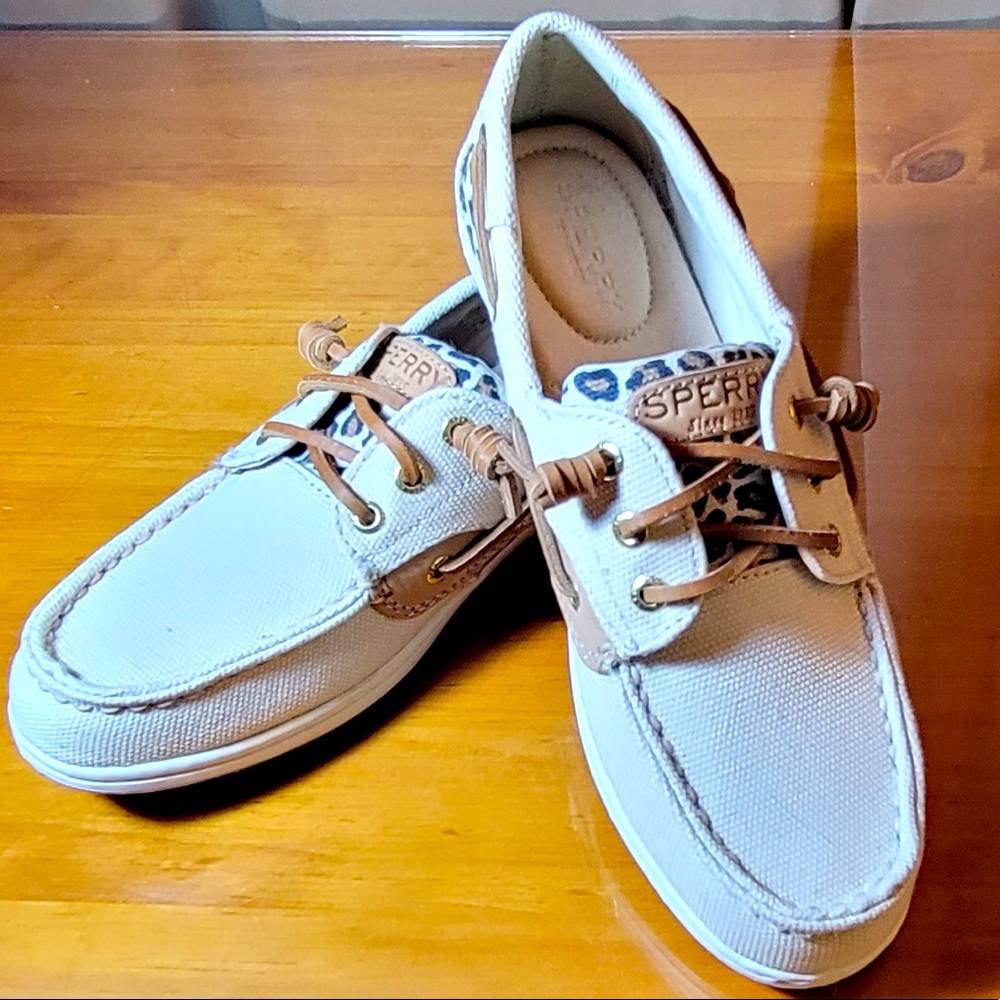 Sperry leopard print boat shoes